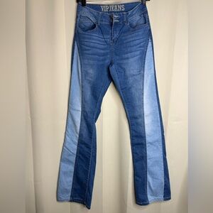 VIP Two-Tone Blue Panel Flare Jeans
